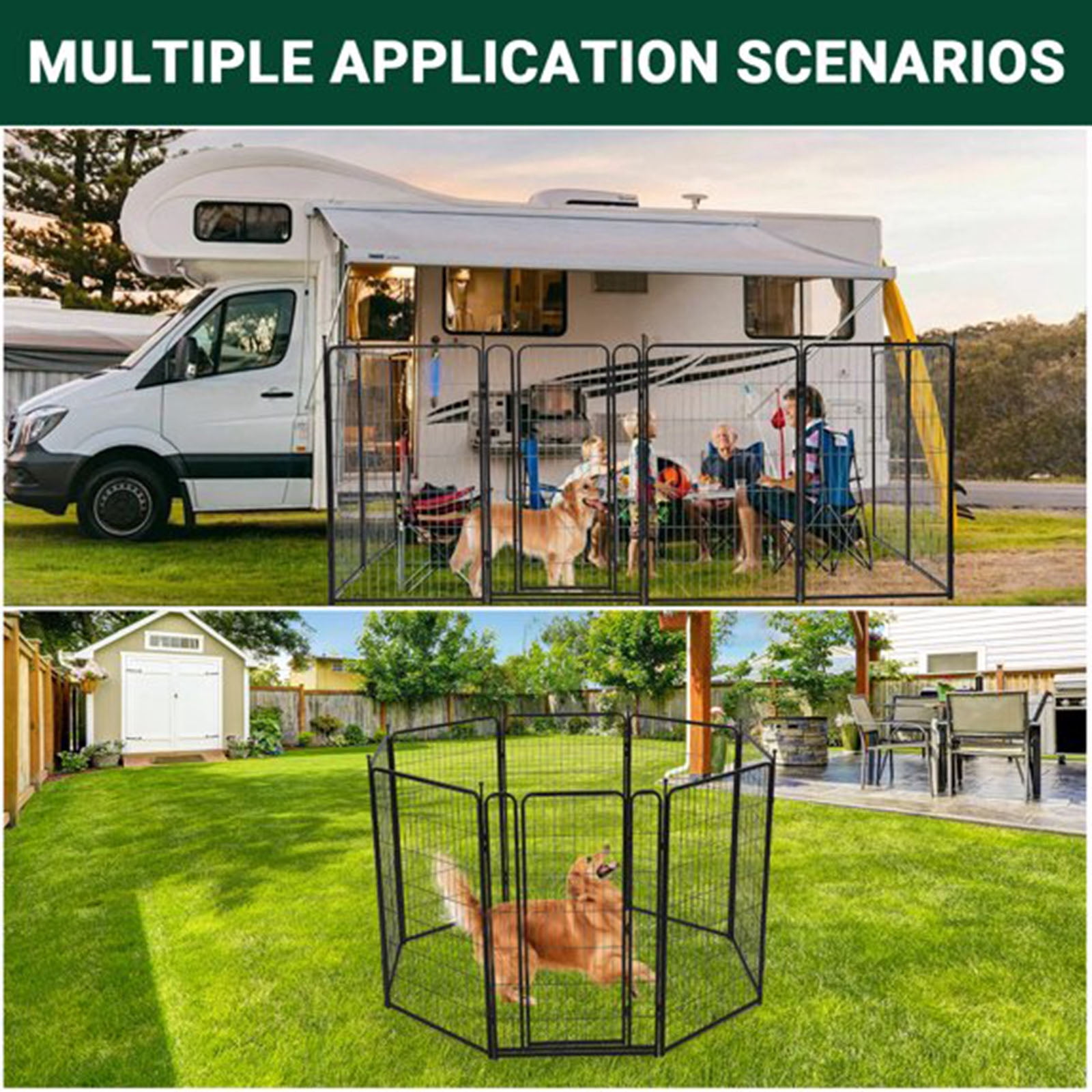 Lumiparty Metal Dog Playpen, 40" Height 16 Panels Dog Fence ,Heavy Duty Pet Puppy Exercise Pen, Portable Pet Playpen for Indoor Outdoor Rv Camping Garden Yard