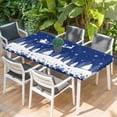 thumbnail image 2 of Navy Blue Christmas Table Cloths for 5 Foot Rectangle Tables, Xmas Elk Tree Snowflake Forest Patio Waterproof Elastic Fitted Tablecloths, Washable Rectangular Table Cover for Camping, 2 of 8