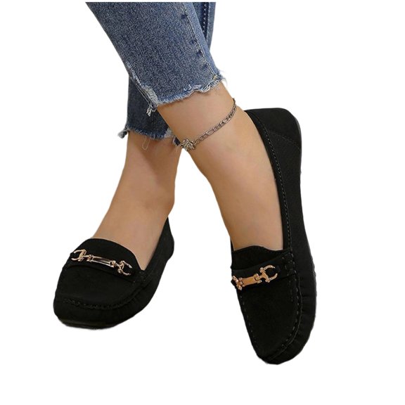 ZACPNCV Womens Breathable Moccasins Round Toe Closed Back Comfort Flat Casual Shoes