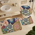 thumbnail image 4 of Bathroom Shower Curtain 4 Piece Sets, Boho Flower-4 with 72" x 72" Waterproof Shower Curtain Non-Slip Rug Toilet Lid Cover Bath Mat and 12 Hooks for Bathroom Decor Set, 4 of 8