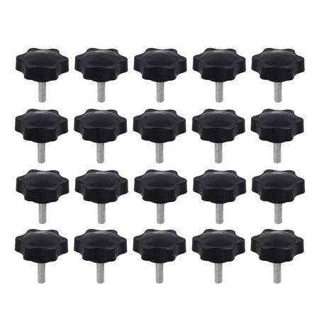 

20Pcs 32mm Star Shape Plastic Head Thread Knurled Thumb Tighten Screw Clamping Grip Knob Screw Wood Plum Bolt