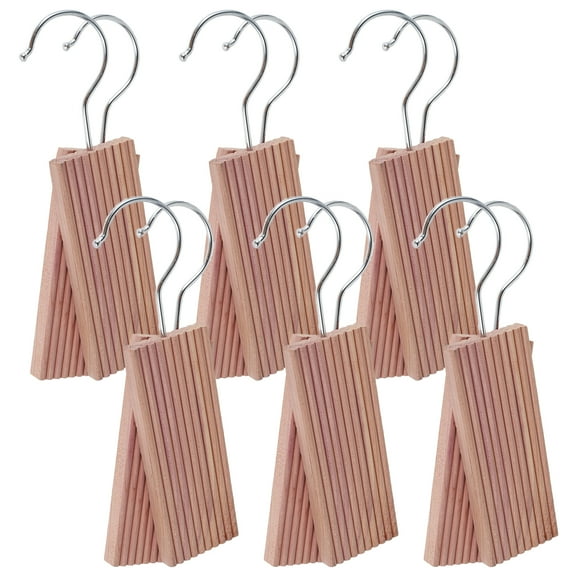 Ghojet 12 Pcs Cedar Blocks with 12 Hook Hanger Red Cedar Hang Ups for Clothes Storage Natural Aromatic Cedar Long-lasting Scent - 5.1x1.9x0.5in
