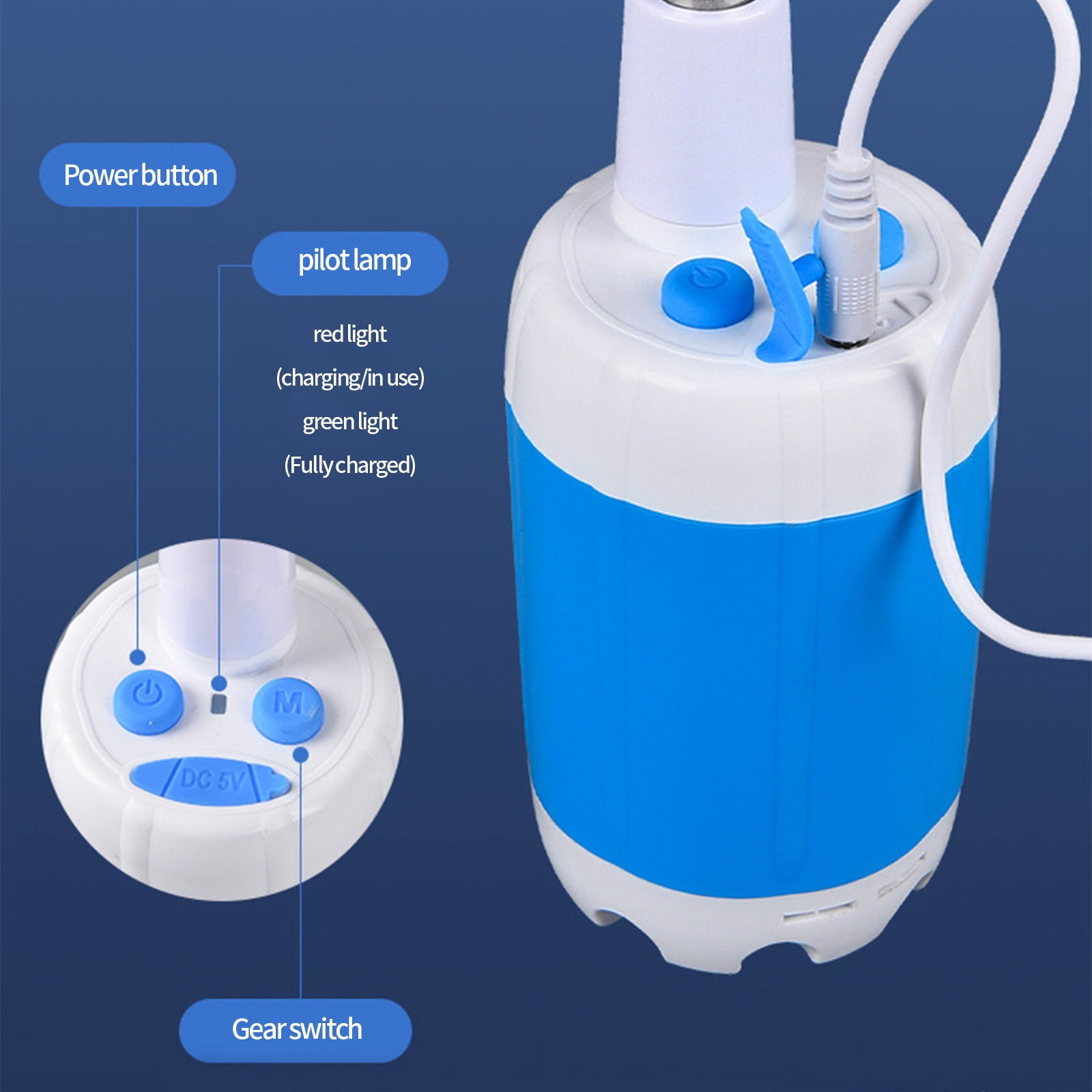 Tuvgenk Rv Camping Shower Portable Water Pump White Plastic Detachable Shower Head Outdoor Shower for Hiking Beach, Travel