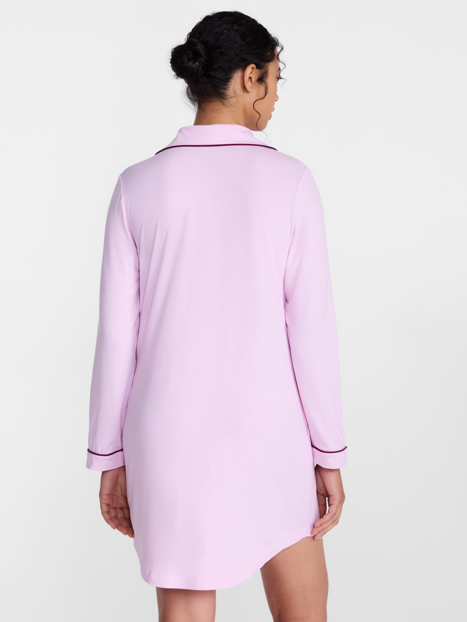 Joyspun Women's Dreamy Soft Collection Notch Collar Sleepshirt with Long Sleeves, Sizes XS-3X
