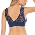thumbnail image 4 of Sexy V Neck Lace Bras For Women, Brassiere Push Up Padded Bra Seamless Comfort Bralette, Breathable Fitness Gym Bra Large Size, Navy Blue, XL, 4 of 13