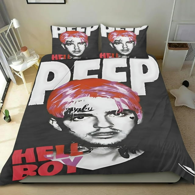 Lil Peep Conjunto de sábanas temático, trío de piezas, cómodo y amigable con la piel, diseño único, regalo de decoración para el hogar para familiares, amigos y fans,173X218cm