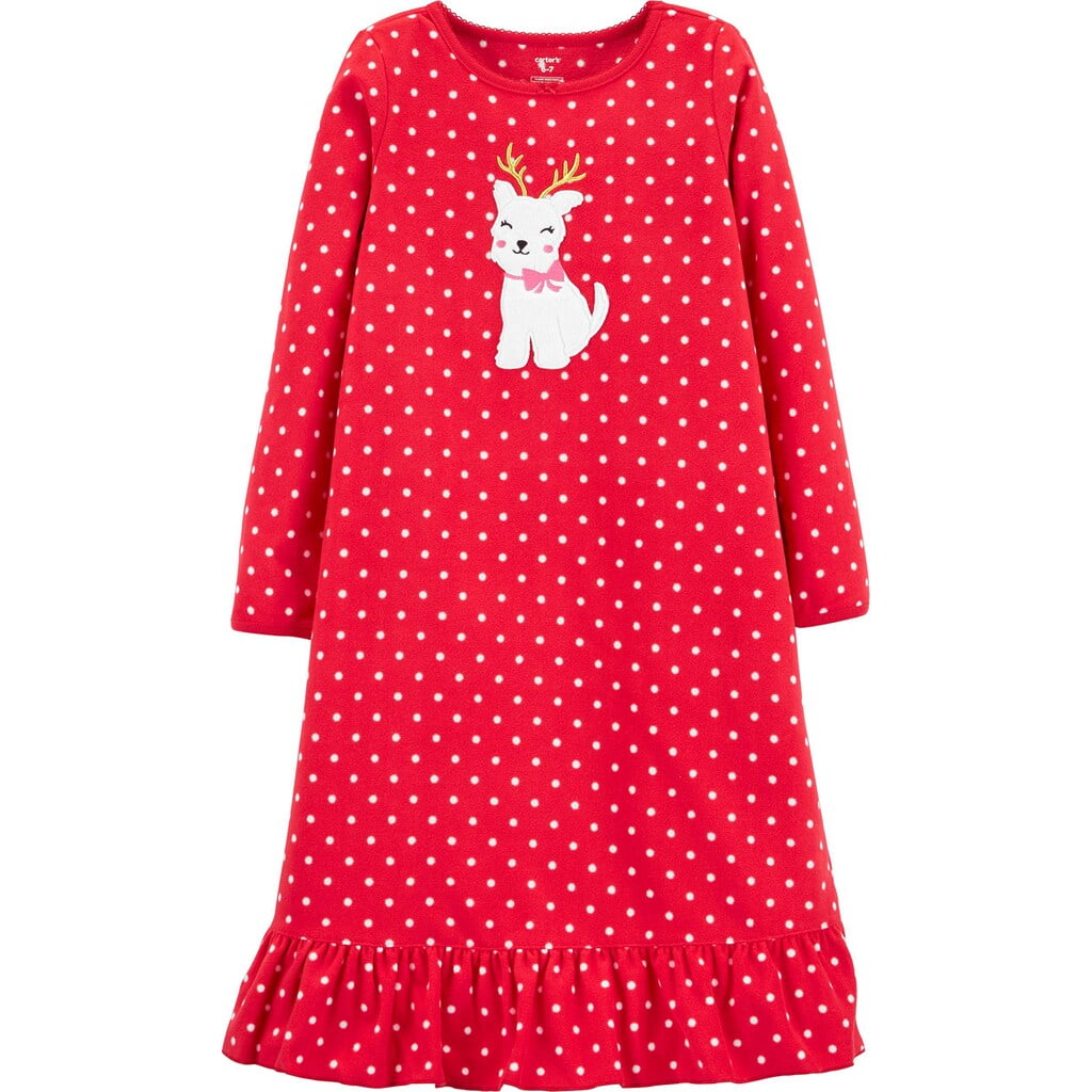 Carter's Girls 414 Carter's Winter Fleece Nightgown Red Dog