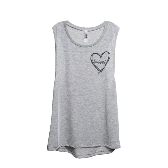 Thread Tank Badass At Heart Women's Sleeveless Muscle Tank Top Sport Grey Small