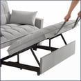 thumbnail image 3 of 4-in-1 Velvet Tufted Loveseat Sofa Bed | Adjustable Backrest, Storage Pockets & Pillows | Gray Modern Minimalist, 3 of 12