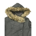 thumbnail image 2 of Womens Plus Size Quited Gray Winter Coat Button Front Ski Jacket 1X, 2 of 3