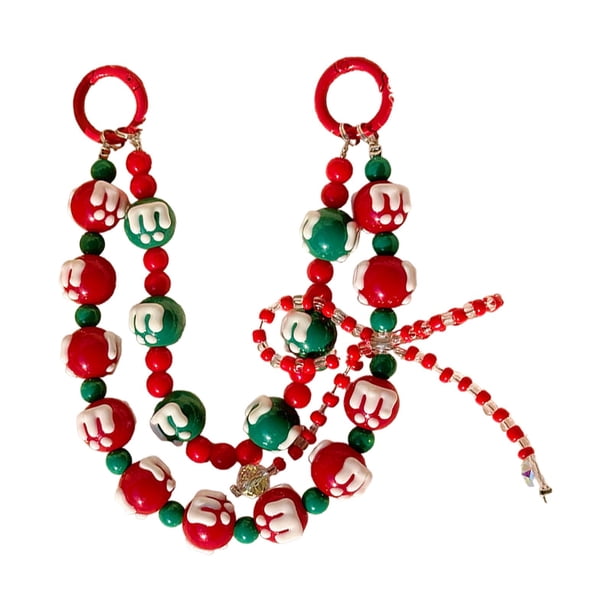 Llavero navideño con cuentas para llave de coche, regalo para mujer, adorno colgante de moda Capas dobles