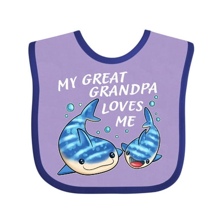 

Inktastic My Great Grandpa Loves Me- Whale Shark Gift Baby Boy or Baby Girl Bib
