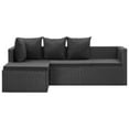 thumbnail image 4 of vidaXL 4 Piece Garden Lounge Set Black with Cushions Poly Rattan, 4 of 12