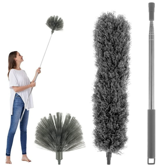 Lzvxtym Cobweb Duster with Long Handle, 83.9 Inch Ceiling Duster Kit Bendable Microfiber Feather Duster Cleaner for Fan Cobwebs Blinds