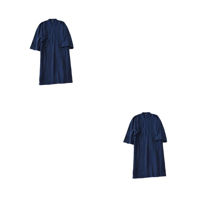 Guardurnaity Kimono sólido primavera verano crepé camisón suelto mujeres hombres Albornoz media manga hogar Hotel ropa de dormir Type5 NO5