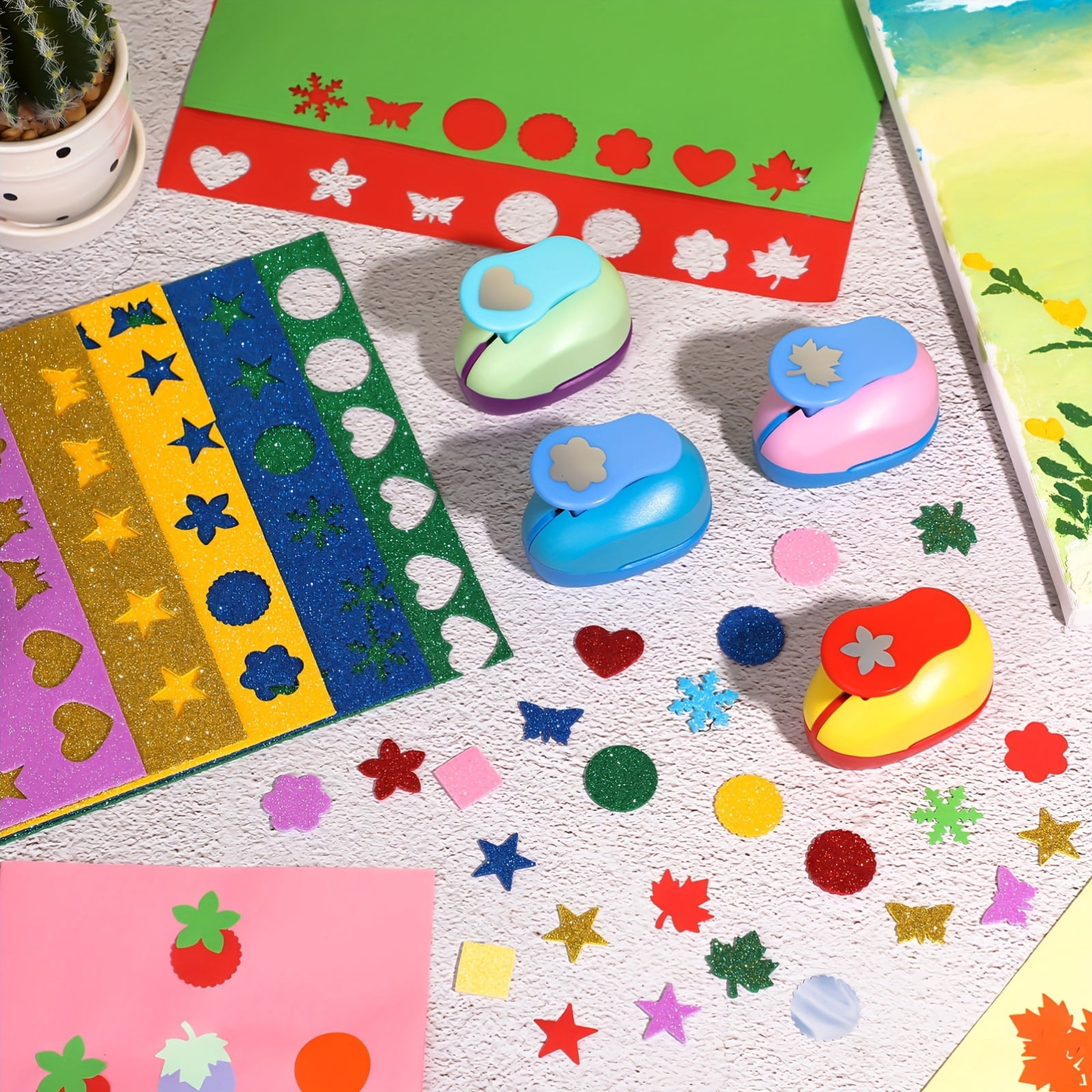 15Pcs Craft Paper Punch, Decorative Hole Punchers for Card Making Scrapbooking DIY Craft, Small Pattern Paper Cutter Tool for Spring Craft Project