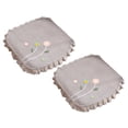 thumbnail image 2 of CHENjy Ruffled Lace Chair Cushion Set of 2, Bistro Chair Cushions for Kitchen Dining, Round Thin Seat Pads, Grey, 2 of 7