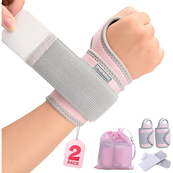 wonima44 Carpal Tunnel Wrist Brace for Right Left Hand 2 Pack, Wrist Support Wraps for Women Men, Adjustable Wrist Brace for Tendonitis, Arthritis, Weightlifting, Sports, Day Night Support, Pink