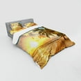 thumbnail image 3 of Beach Duvet Cover Set, Tropic Sandy Coast Horizon at the Sunset and Coconut Palm Trees Summer Photo, Bedding Set with Shams and Fitted Sheet, 3 Sizes, by Ambesonne, 3 of 3
