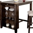 thumbnail image 3 of Benjara Lessi 3pc Counter Height Table Set with Side Shelf, USB , Cherry Brown Wood, 3 of 5