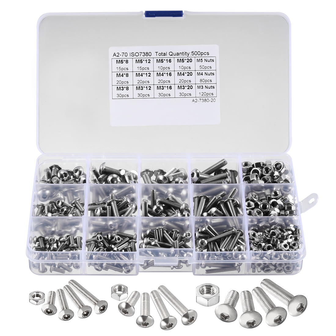 M3 M4 M5 M6 A2 Stainless Steel Hex Socket Screws With Spring Flat Washers Kit 