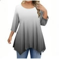 thumbnail image 2 of FDGIU Women's Plus Size Loose Fit Tunic - Long Sleeve Round Neck Curve Hem Solid Casual T-Shirt Tops, 2 of 5
