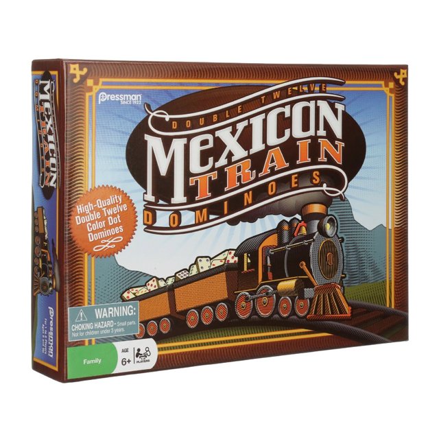 Pressman Mexican Train Dominoes Set for Ages 6 and Up w/ 8 Trains, 91 Piece