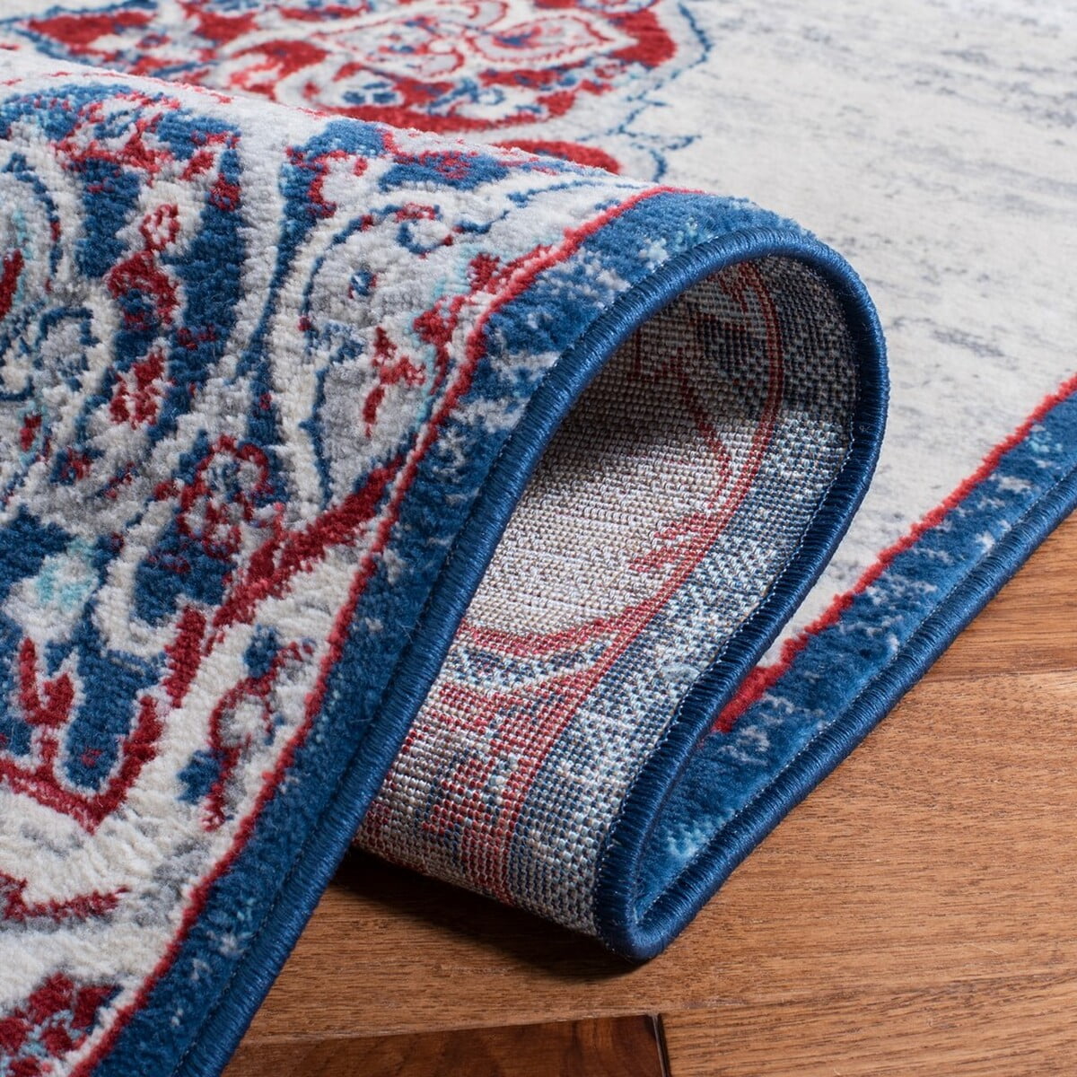 SAFAVIEH Brentwood Dimitri Floral Bordered Area Rug, 9' x 12', Ivory/Red