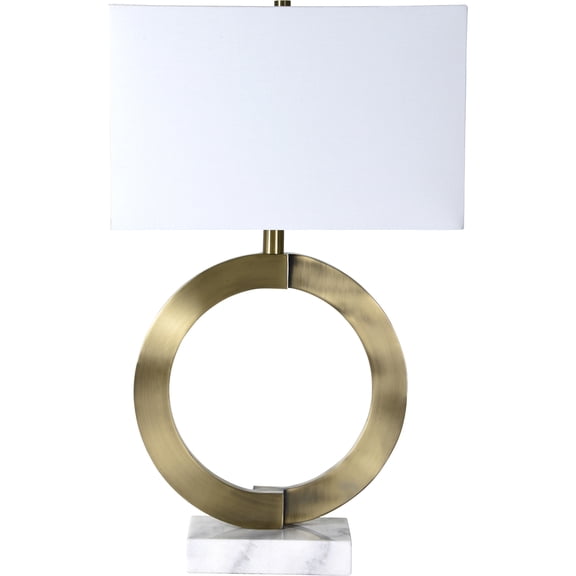 Renwil Skylar 16" Modern 1-light Marble Table Lamp in Antique Bronze and White