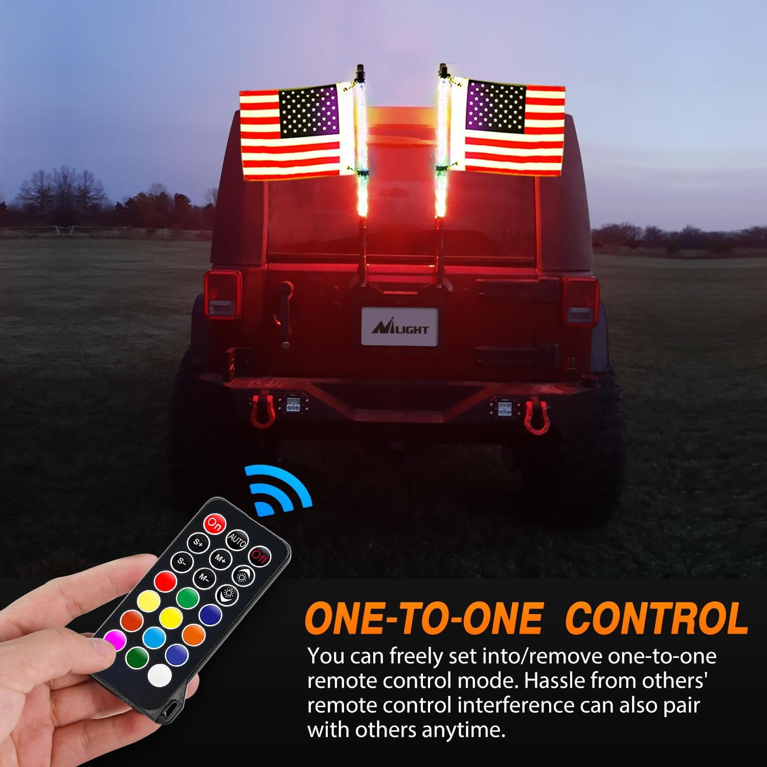 Nilight Spiral RGB LED Whip Light for Offroad Truck UTV ATV Dune Buggy RZR Polaris 2FT 2Pcs