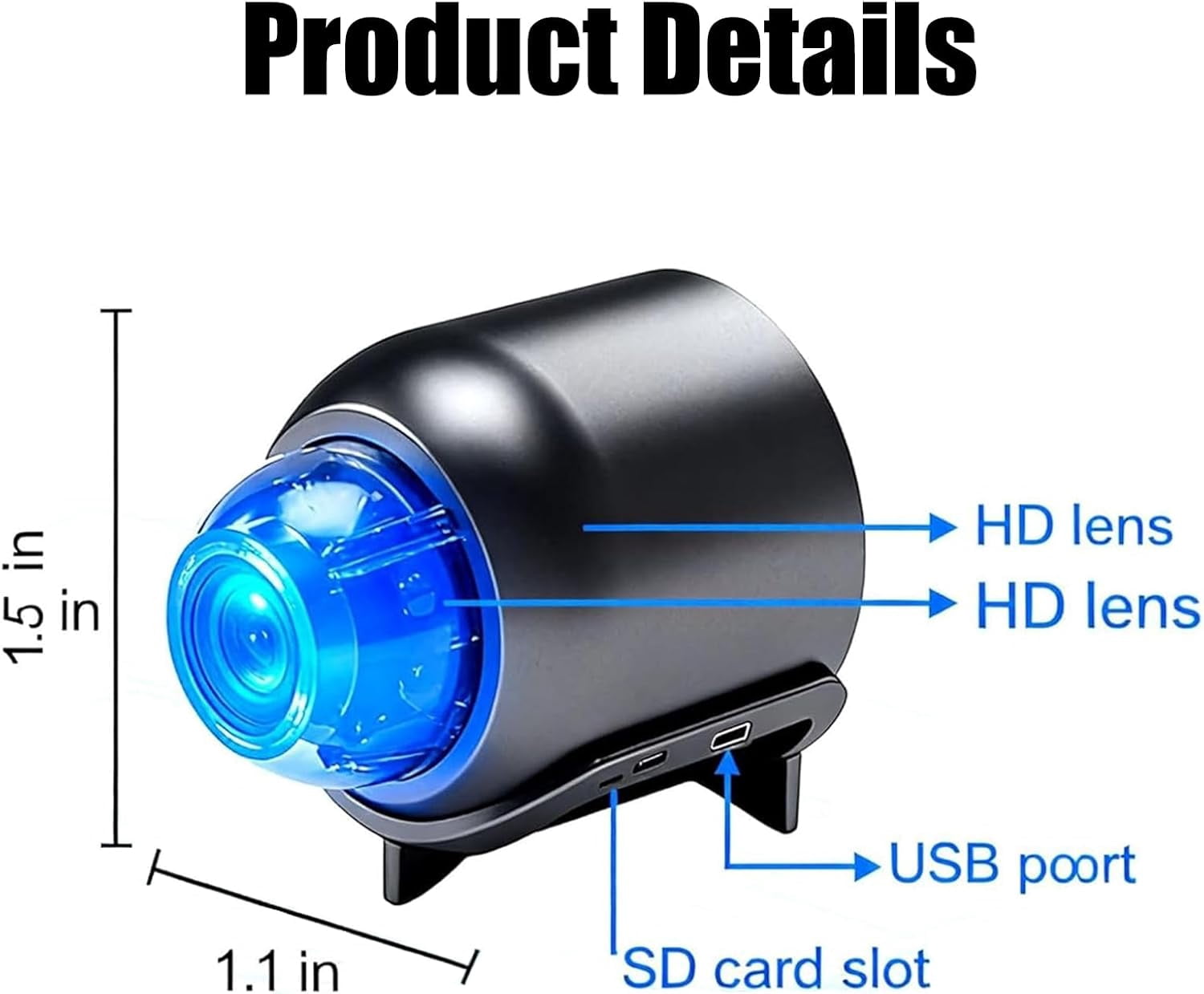 Mini Full HD Security Camera, 1080P HD 160° Wide-Angle, 26ft Night Vision, Remote View via App, Indoor Outdoor Nanny Cam for Baby Pet Home Security