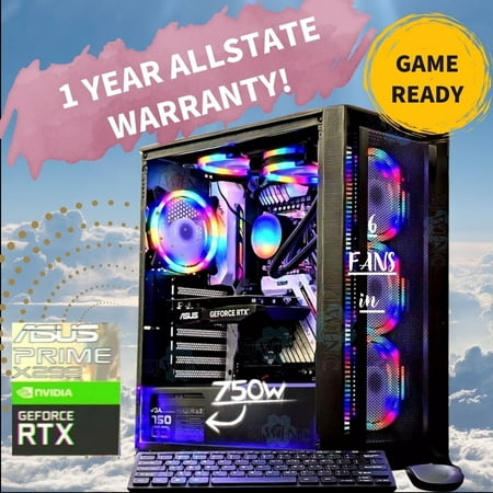 Gaming PC Computer Desktop, RTX 3050, Intel Core i5 up to 4.40 GHz, 32G RAM, 512GB SSD, WiFi BT WINDOWS 10