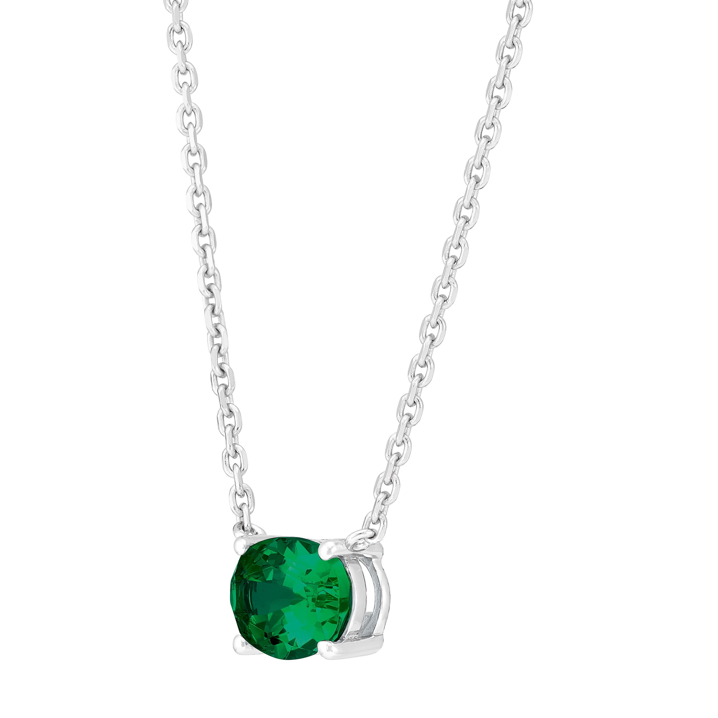 Brilliance Fine Jewelry Oval Simulated Emerald Necklace in Sterling Silver
