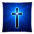 thumbnail image 1 of RYLABLUE Back Glowing Cross Over Blue light Rays Picture Zippered Throw Pillow Cover Cushion Case 18x18 inches Two Sides Printing, 1 of 1