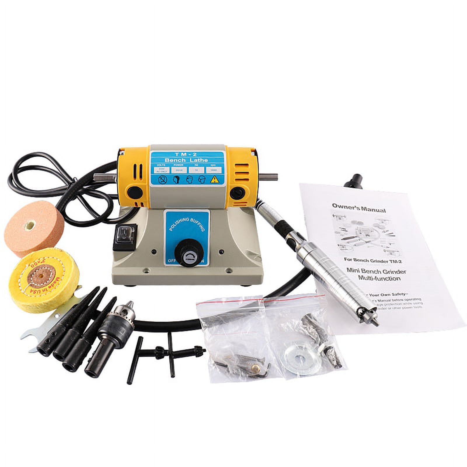 TOPCHANCES Upgraded Gem Jewelry Bench Polisher Polishing Grinding Machine Mini Table Saw Rock Lapidary Polisher DIY Lathe Machine 10000rpm 350W