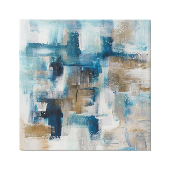 Stupell Industries Dynamic Blocked Blue Square Brushstrokes Modern Design Painting Gallery Wrapped Canvas Print Wall Art, Design by Stella Chang