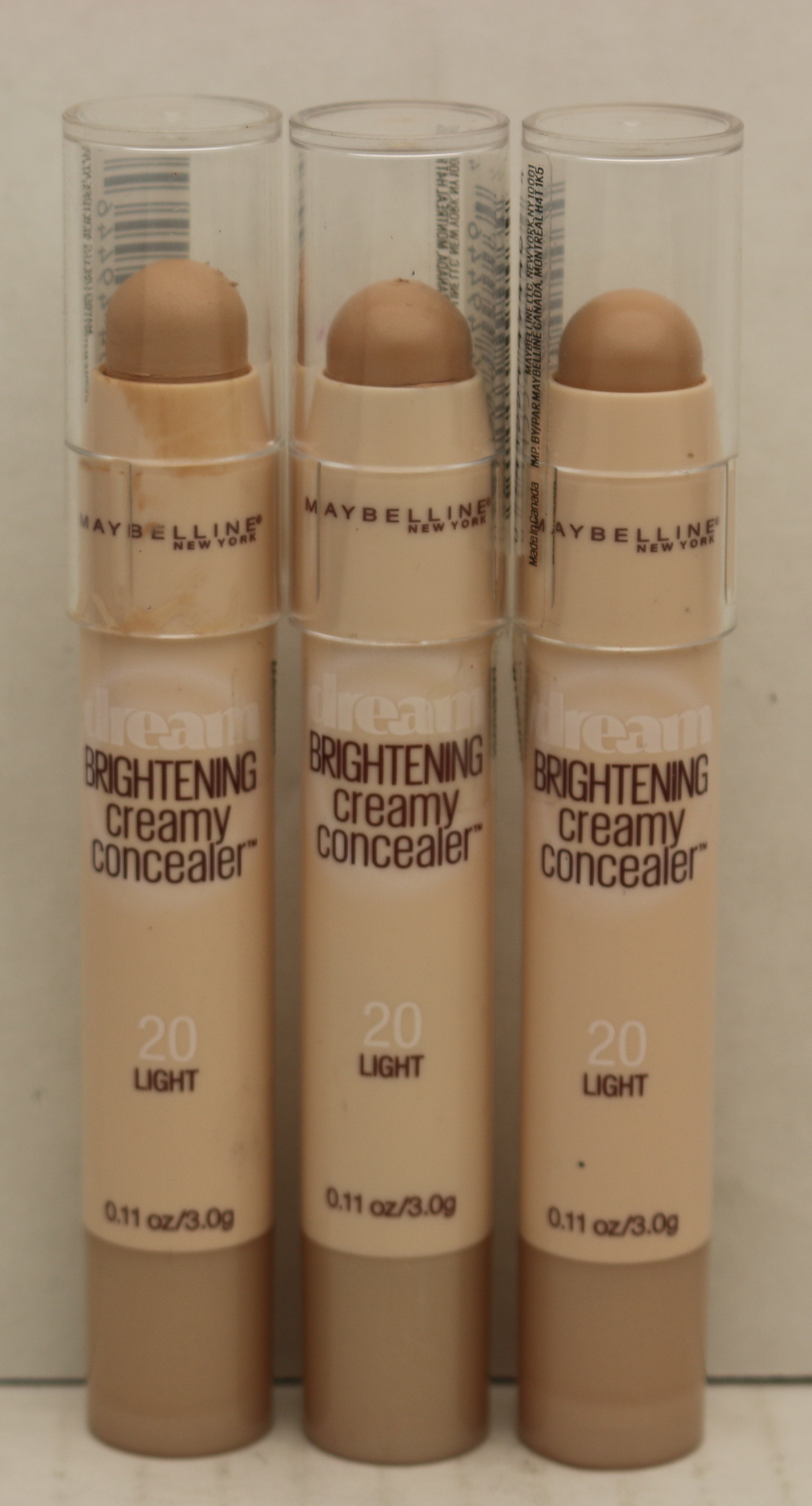 (3x)Maybelline Dream Brightening Creamy Concealer, 20 Light, 0.11 Oz