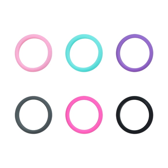 OUNONA Silicone Wedding Bands for Couples 6Pcs Silicone Rings Assorted Color Size 9 For Men Women Gym