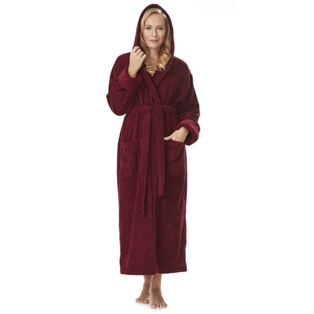 

Women s Organic Cotton Hooded Full Length Turkish Bathrobe