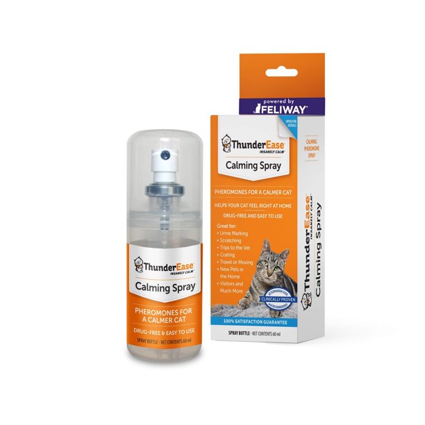 ThunderEase Cat Calming Pheromone Spray Powered by FELIWAY Reduce Anxiety During Travel, Vet
