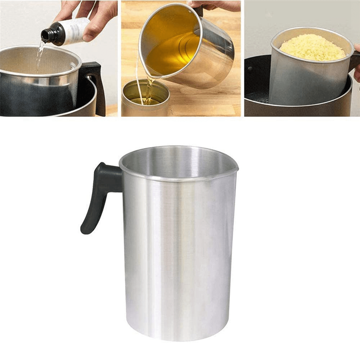 3X 4 Pounds Candle Making Pouring Pot,Aluminum Construction Candle Making Pitcher Pouring Spout Wax Melting Pot,3 x Candle Making Pouring Pot,Silver