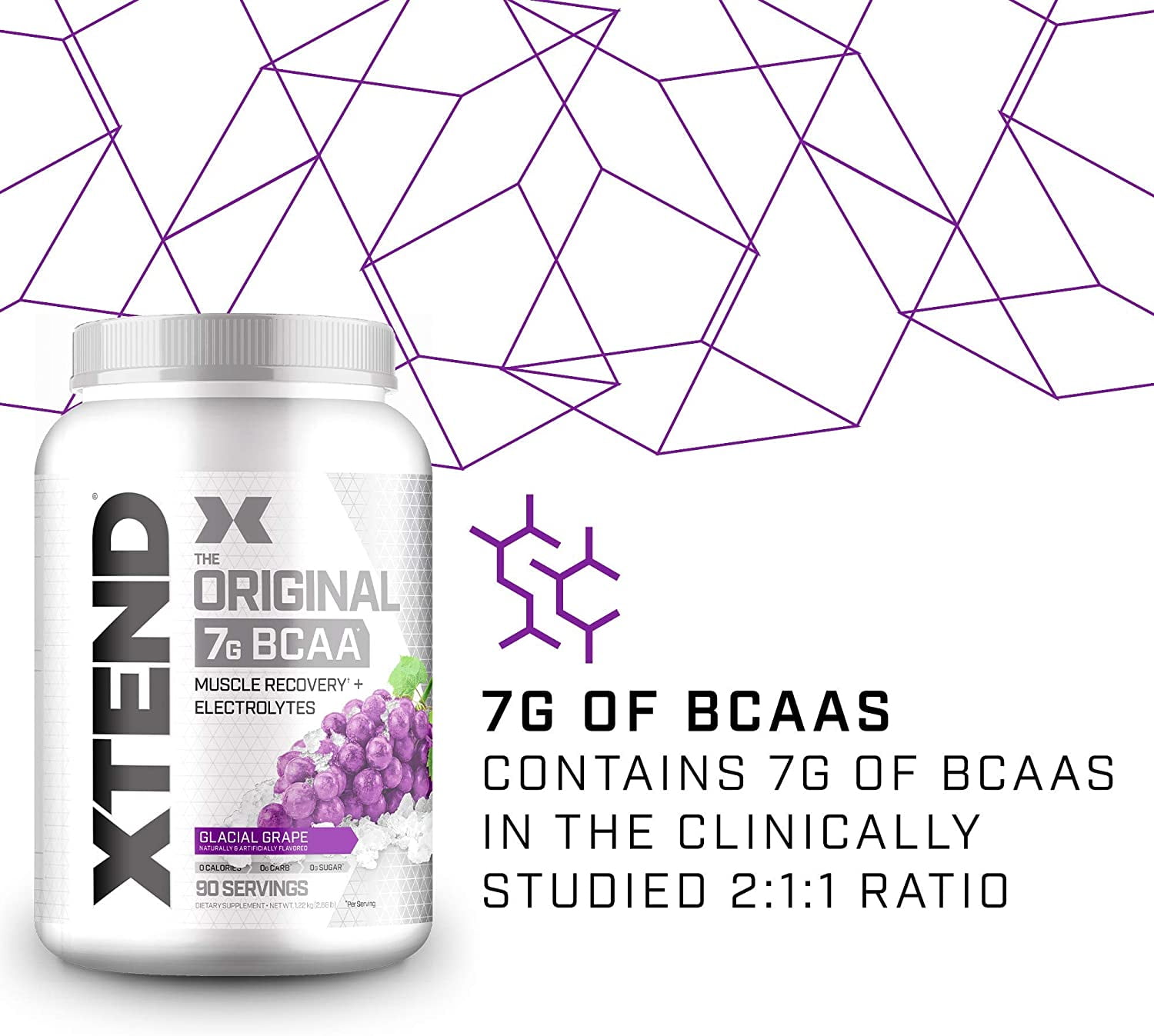 XTEND Original BCAA Amino Acid Powder, Glacial Grape, Muscle