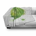 thumbnail image 3 of Fruit Soft Flannel Fleece Blanket, Dont Worry Eat Apple Words on Watercolor Green Fruit Hand Drawn Brush Strokes, Cozy Plush for Indoor and Outdoor Use, 70" x 90", Apple Green White, by Ambesonne, 3 of 6