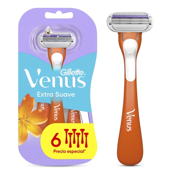 Rastrillo para Mujer Gillette Venus Extra Suave con 3 Hojas para Depilar 6 pzas