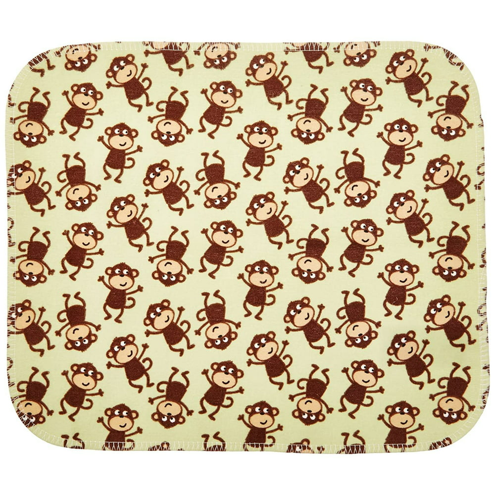 Carter's Keep Me Dry 3 Piece Flannel Baby Lap Pad, Monkey