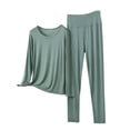 thumbnail image 2 of ylioge Womens Modal-Pajama Sets Plus Size M-5X 2 Piece Loungewear Outfits Ladies Casual Solid Color Long Sleeve Tops and Pants Homewear Yoga Pajamas, 2 of 5