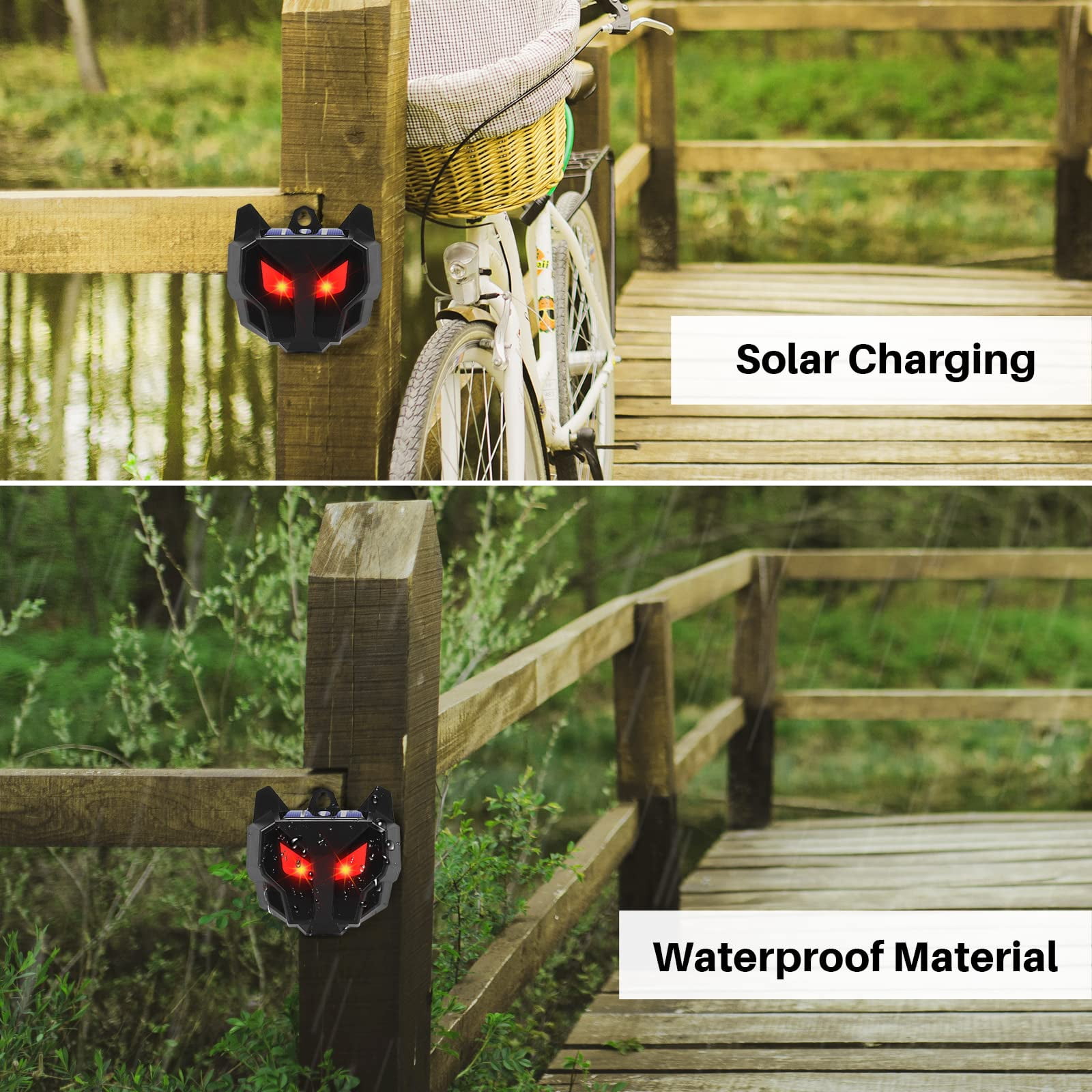 2 Pack Solar Animal Repeller Outdoor with Red LED Lights, Night Guard Animal Predator Repellent for Scares Raccoon Skunk Coyote Deer Repellent for Yard Chicken Coop Garden Farm Protection