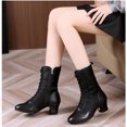 thumbnail image 5 of XIHAHA-zapatillas de deporte con cremallera para mujer, zapatos transpirables de tacón grueso, botas de baile cuadradas, color liso, 5 of 5