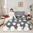 thumbnail image 3 of Homewish Dreamy Flowers Print Queen Comforter Set,Cute Cartoon Floral Comforter Sets Queen,Gray White,Light Gray Reversible,3-Piece,1 Comforter and 2 Pillowcases, 3 of 7