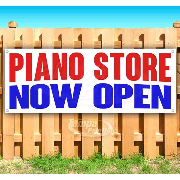 Piano Store Now Open 13 oz Vinyl Banner With Metal Grommets